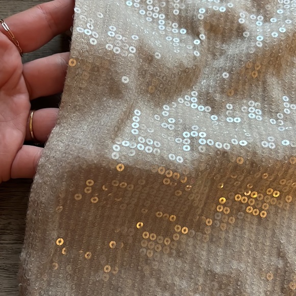 Kina nude sequin top blouse size large boutique short mock sleeve no flaws - Picture 2 of 5